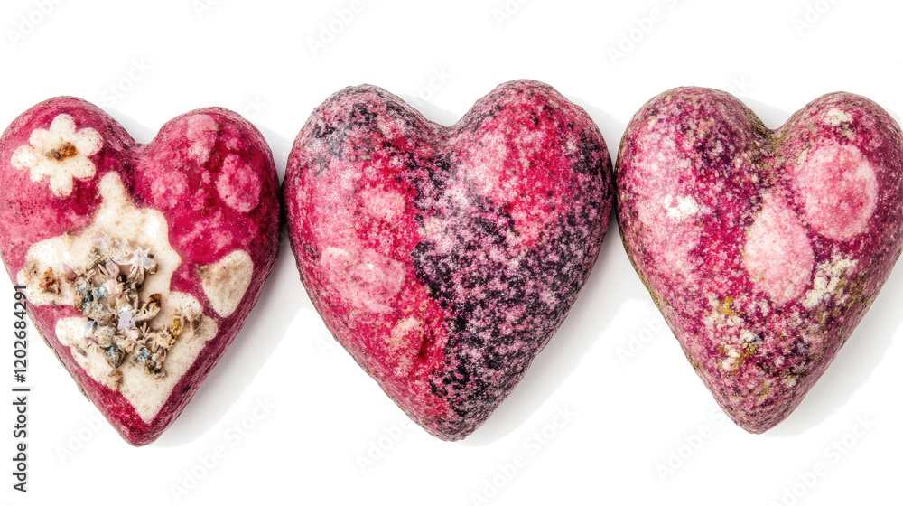 Poster unique red heart set on clear background generative ai