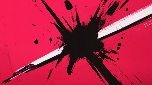 Dynamic abstract art with bold black and red contrast