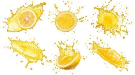 Zesty Lemon Juice in Vibrant Splashes Generative AI