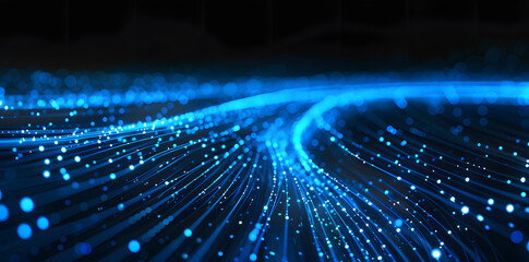 Fototapeta premium Abstract Blue Lines and Glowing Dots