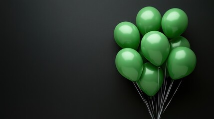 Elegant Green Balloons Against a Dark Background