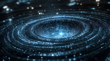 swirling cosmic vortex of glowing particles