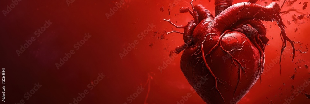 Aufkleber heart anatomical model showcasing detailed structure and vibrant red color against a dark background