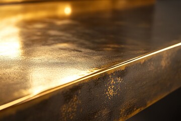 Obraz premium Golden metallic surface with textured edge