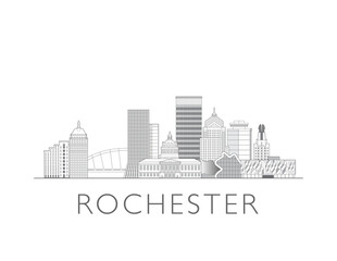 Rochester skyline cityscape vector illustration