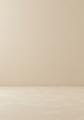 Naklejka premium Minimalist Beige Room Interior Design Empty Space Neutral Walls and Light Beige Floor