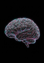 Futuristic Digital Brain AI Neural Network Circuitry Technology Concept