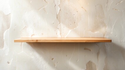 Empty wood board shelf at concrete wall background,Mock up for display or montage of product or design