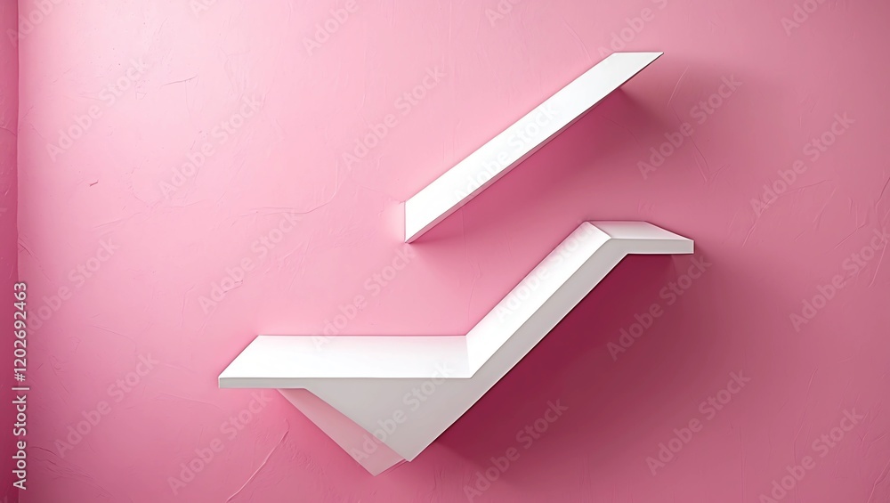 Poster front view of empty shelf on pink wall background with modern minimal concept. display of backdrop s
