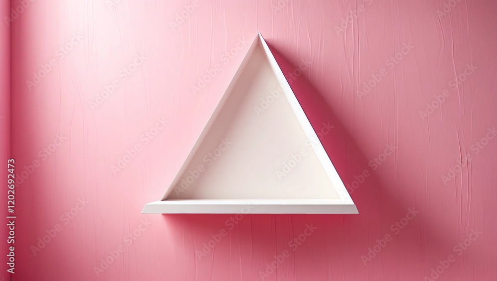 Poster front view of empty shelf on pink wall background with modern minimal concept. display of backdrop s