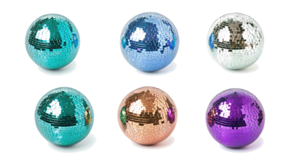 Shiny Disco Mirror Balls Displaying Vibrant Colors Generative AI