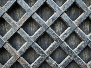 Diamond-patterned metal grille texture