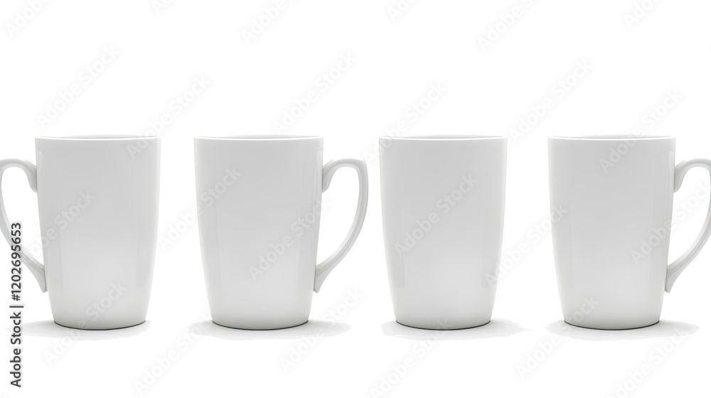 Poster steaming coffee cups arranged in a neat row generative ai