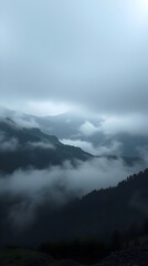 Misty Mountains with Strong Moody Style and Atmospheric Perspective