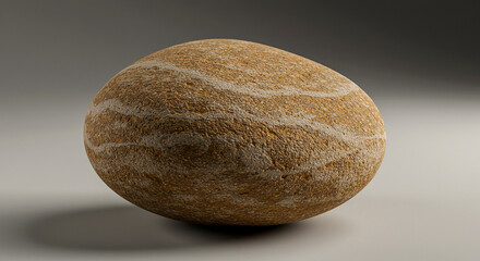 Smooth Golden Brown River Rock with White Veining Studio Shot