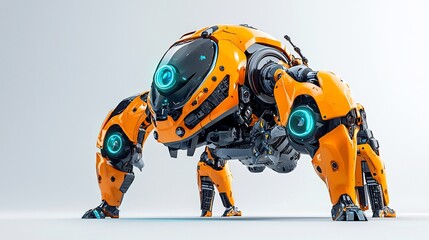 Fototapeta premium Orange robotic quadruped, futuristic design.