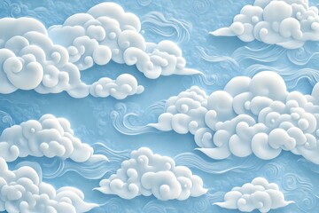 Stylized clouds on a light blue background