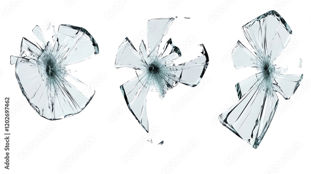 Poster unique patterns in broken glass textures generative ai