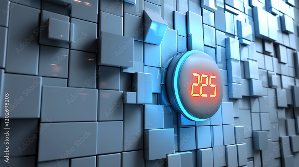 Poster Digital timer showing 225 on a cube background.