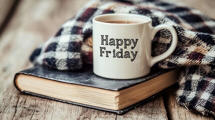 Happy Friday Cozy Morning: Coffee, Book, and Blanket