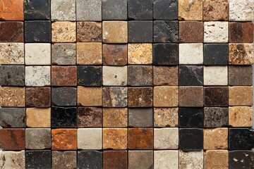 Multicolored stone mosaic tile texture