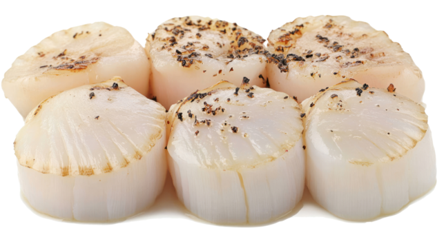Top View of Pan Seared Scallops on a Clean Surface Generative AI
