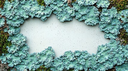 Abstract Nature Frame: Lichen and Moss Border on White Background