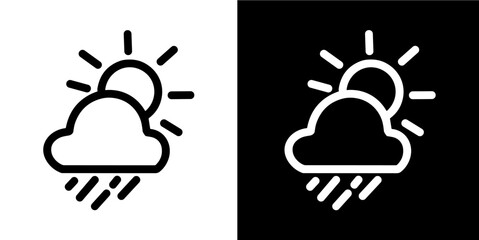 sun with cloud and rain for weather icon illustration