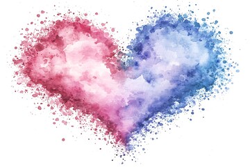 Obraz premium Soft color watercolor art creating a romantic valentine's day love heart atmosphere