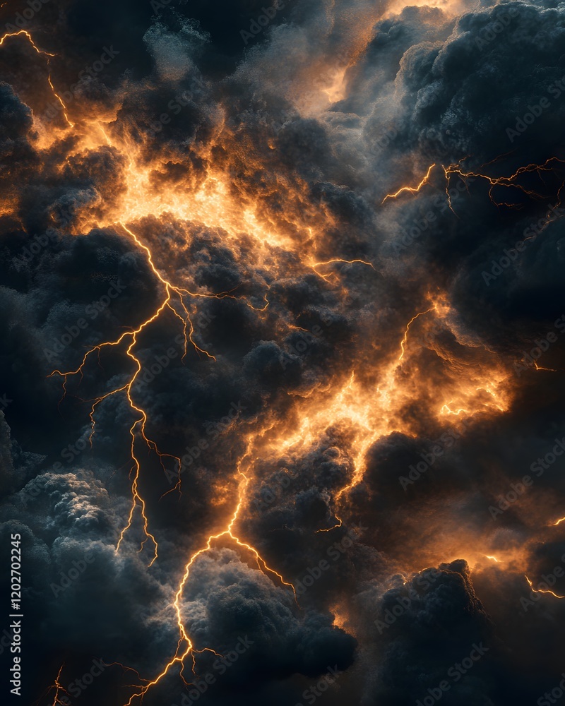 Poster digital image of cumulonimbus clouds with lightning