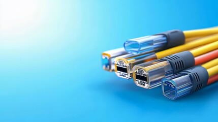 Tangled ethernet cables, a closeup view of diverse connectivity options closeup