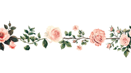 Vintage Floral Border Divider Embellishments Collection Generative AI