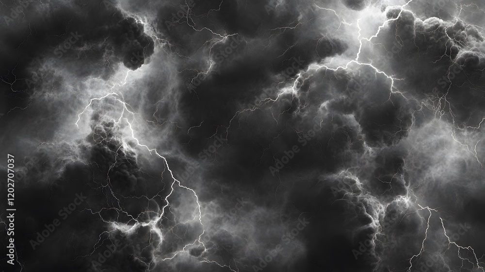 Poster digital image of dark clouds and lightning