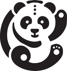 simple panda logo on black and white background