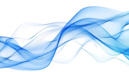 Obraz premium Abstract blue wave flowing on white background.