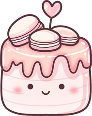 cute cake with macarons watercolor ,clipart, doodle, Hand drawn, clipart ,png ,illustration	