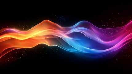 Fototapeta premium Vibrant abstract waves of color flowing in harmony across a dark background