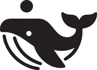 simple whale logo on black and white background