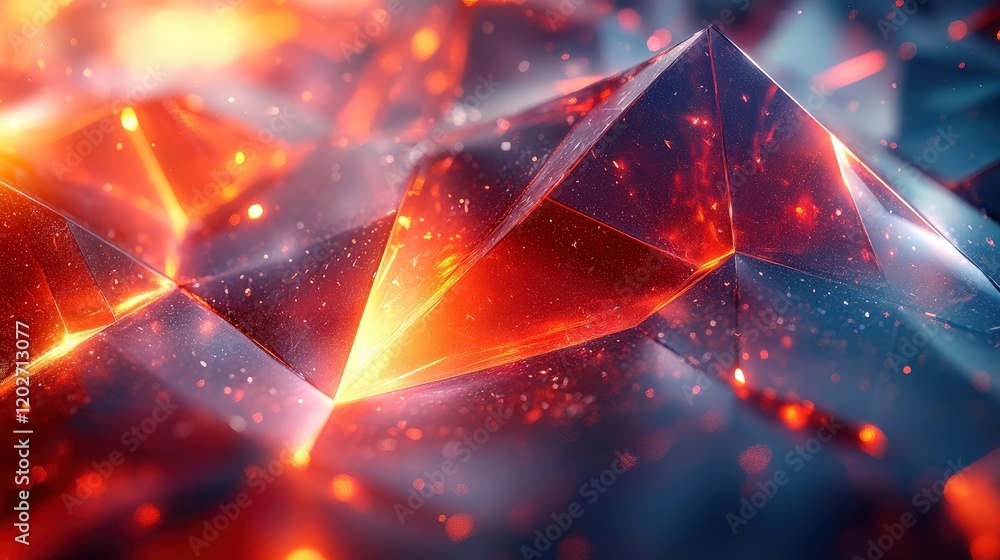 Poster a futuristic abstract background with sharp geometric shapes, neon highlights, and metallic textures