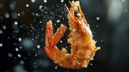 Delicious fried shrimp close up
