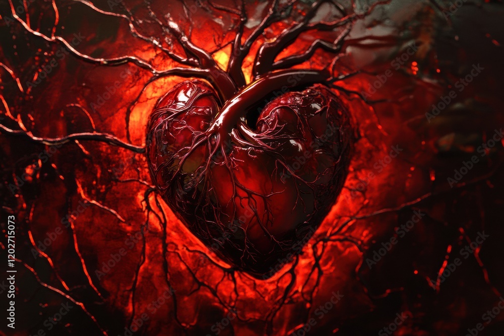 Leinwandbilder heart shaped design featuring intricate roots and rich colors representing emotion and passion in a 