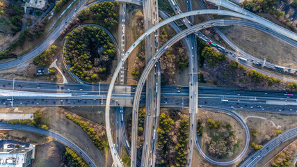 Flyover of Interstate Highway Interchange 