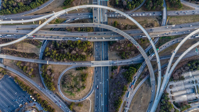 Flyover of Interstate Highway Interchange 