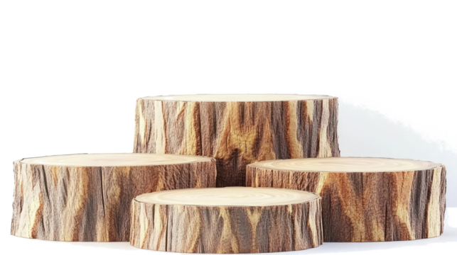 Unique Wooden Podiums Arranged on a Clear Backdrop Generative AI