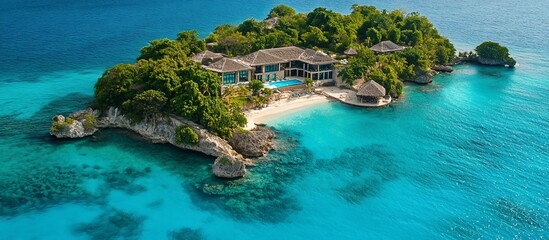 Fototapeta premium Luxury Private Island Getaway: Secluded Tropical Paradise