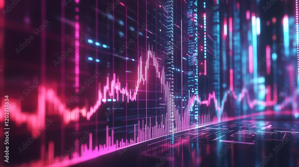Aufkleber dynamic stock market data visualization displaying fluctuating trends and patterns in real time