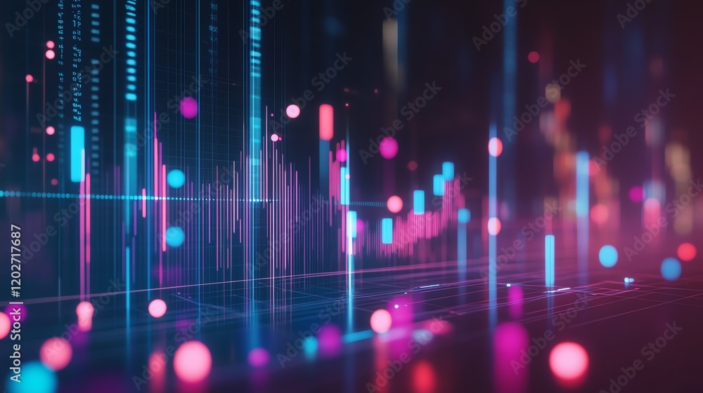 Poster colorful abstract data visualization of digital analytics in a modern context