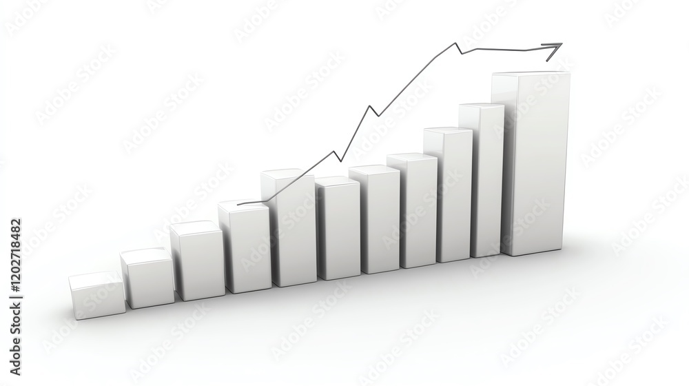 Aufkleber graph representing steady growth over time in a business context with an upward trend line indicatin