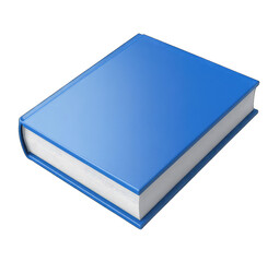 3D shot of blue book isolated on a transparent PNG white background, minimalist graphic