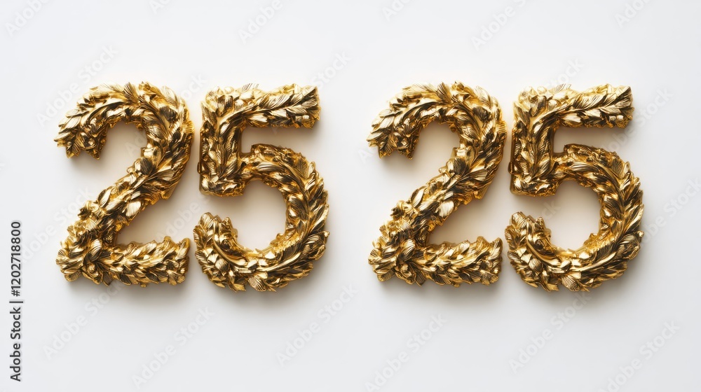 Poster elegant gold laurel wreath number display generative ai